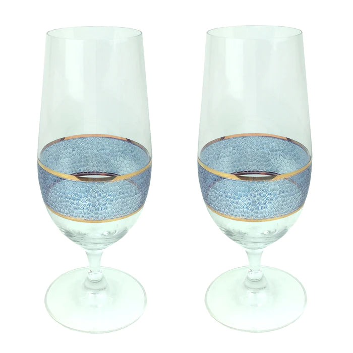 Classic Touch Set of 6 Amber/Gold Water Glasses, 7.75H